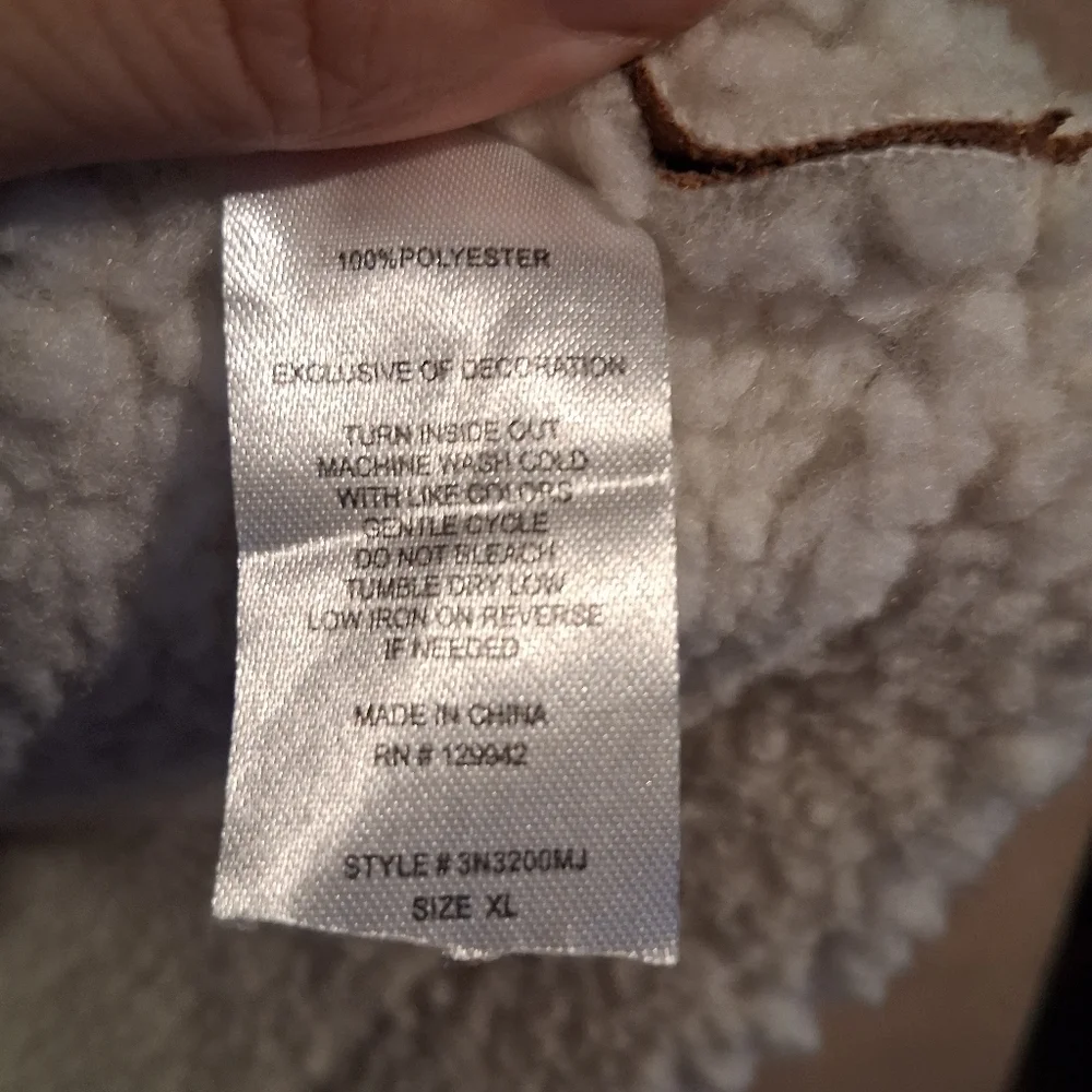 Btween Faux Swede Fall Vets Sherpa Lined XL - Picture 5 of 6